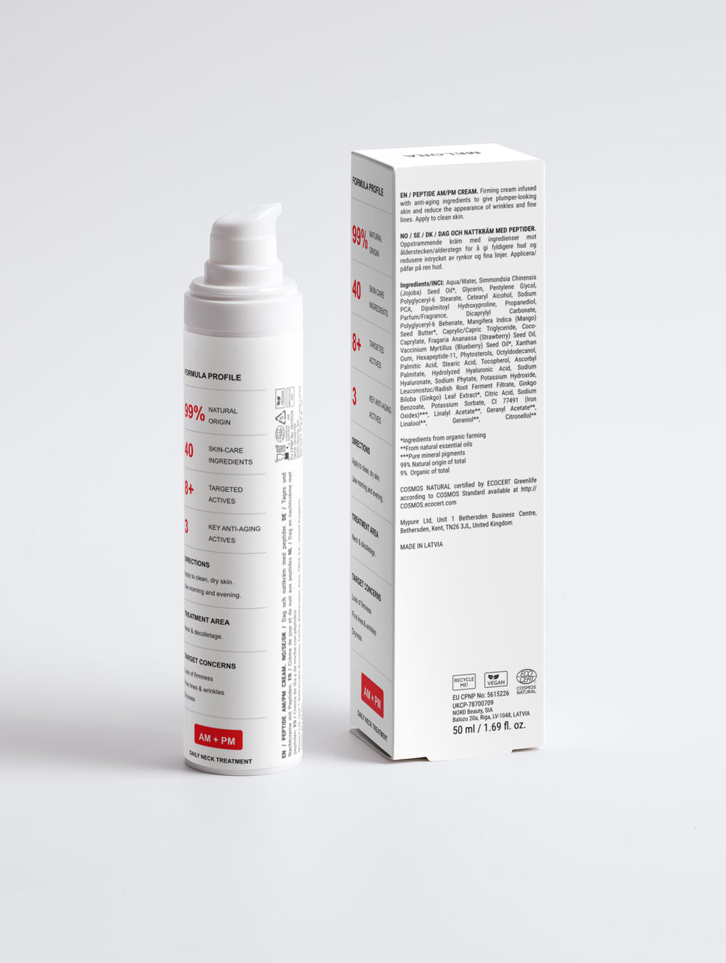 MELORA red formula panel with unchanged original supplier regulatory information